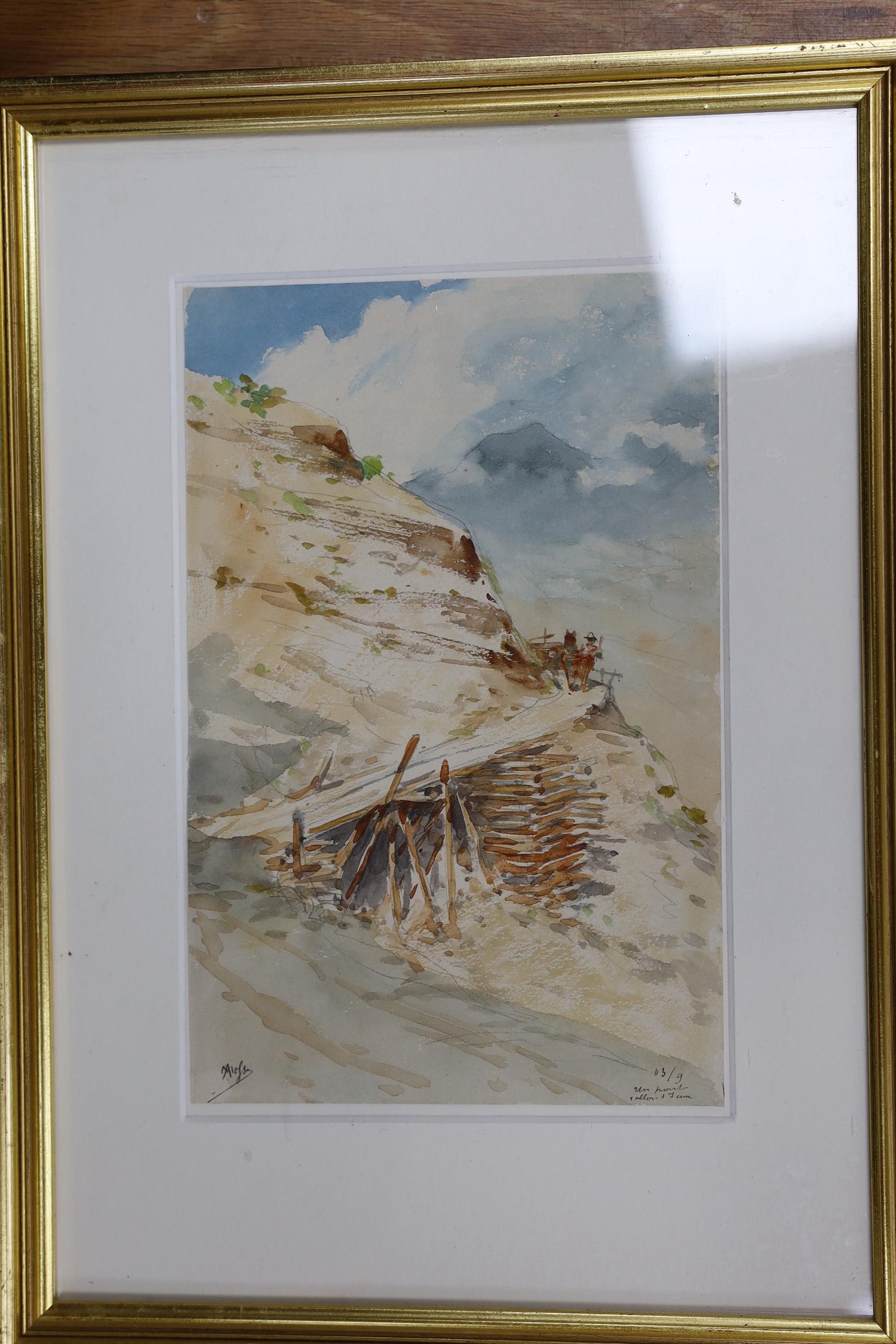 Alixis Mossa (1844-1926), twelve watercolours, Topographical views of France, mostly signed and many titled, largest 20 x 31cm